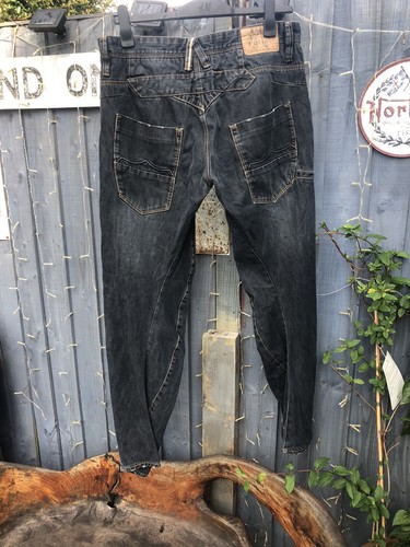 DARK BLUE DENIM JEANS BUTTON FLY ZIP 