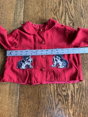 Vtg Baby Toddler Swing Top Shirt Puppy Dog Applique Handmade Homemade Red 2 3 - Picture 8 of 21