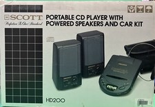 Vintage NOS HTF Scott HD200 Portable CD Player With Powered Speakers And Car Kit