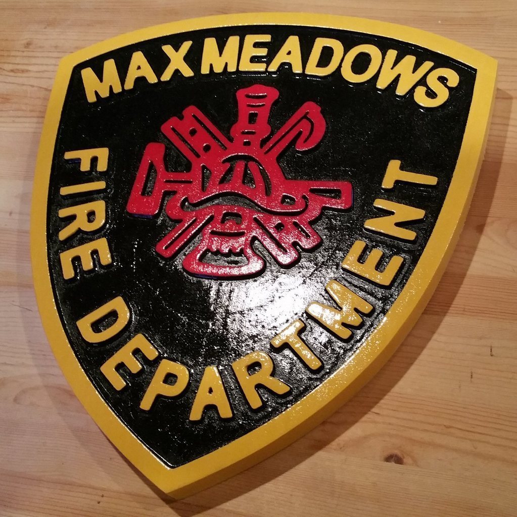 Fire Department Max Meadows 3D routed wood patch plaque sign Custom | eBay