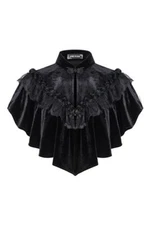 DARK IN LOVE Black velvet Vintage Gothic Victorian Lace Cape Women Shrug Coat