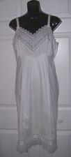 Women's Vintage White Lingerie Slip Knee Length Size 36 Lace Pleated Hemline