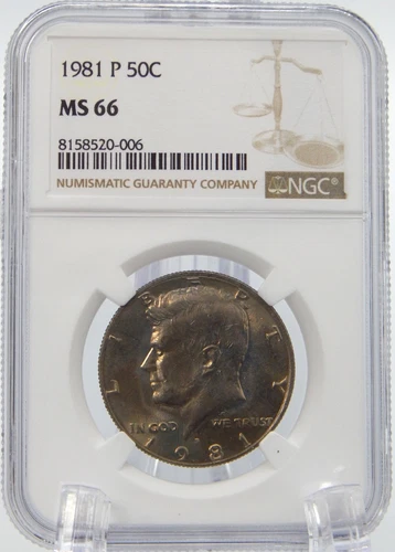 1981 P  50￠ KENNEDY HALF DOLLAR - NGC MS66 (BT376)