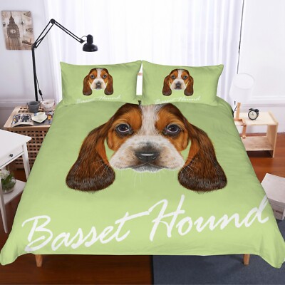 3D Dog Head Green Background Letter Quilt Cover Set Bedding Sets Pillowcases 64