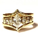 GIA 14k yellow gold .92ct marquise diamond engagement ring wedding band 6.7g — photo 1