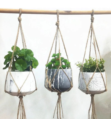Hand-Woven  Plant Suitable Hanging Basket Cotton Rope Sling Basket