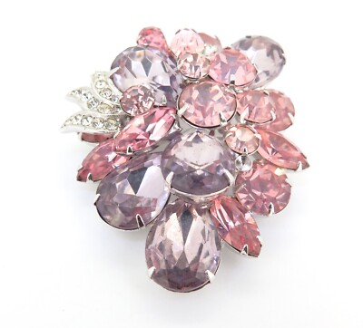 .Large Beautiful Vintage c1950s Eisenberg Signed Collectable Crystal Brooch