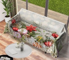 Copridivano 3D Natale I271 Alto Elasticizzato Salotto Antiscivolo Protezione Copridivano