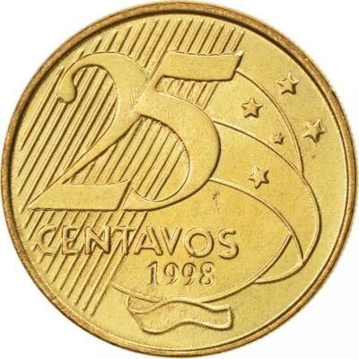 Brazil 25 Centavos | 100 Coins | Deodoro da Fonseca | KM650 | 1998