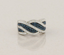 Sterling Silver Blue and White Crystal Band R...