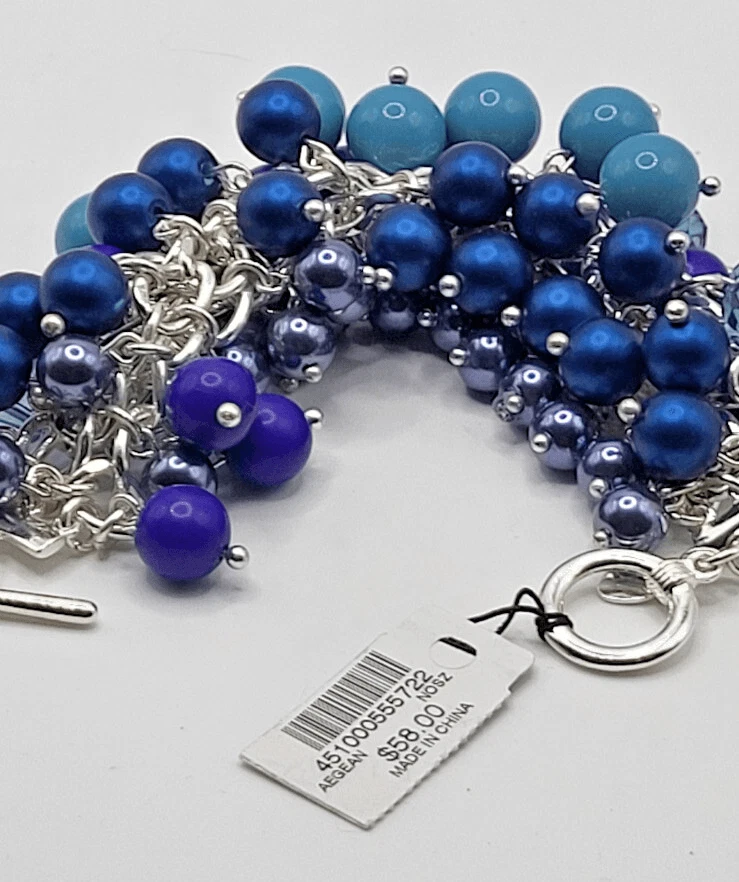 Nuevo Con Etiquetas Chico's Bauble Brazalete Azul Púrpura Ombre 7.5 pulgadas $58 Foto 2 de 4