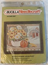Autumn View Vintage Bucilla Stamped Cross Stitch Kit