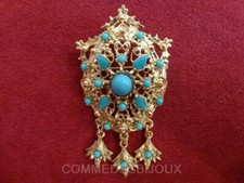 Broche "Miroir Belle au Bois Dormant" Turquoise Château - Bijoux