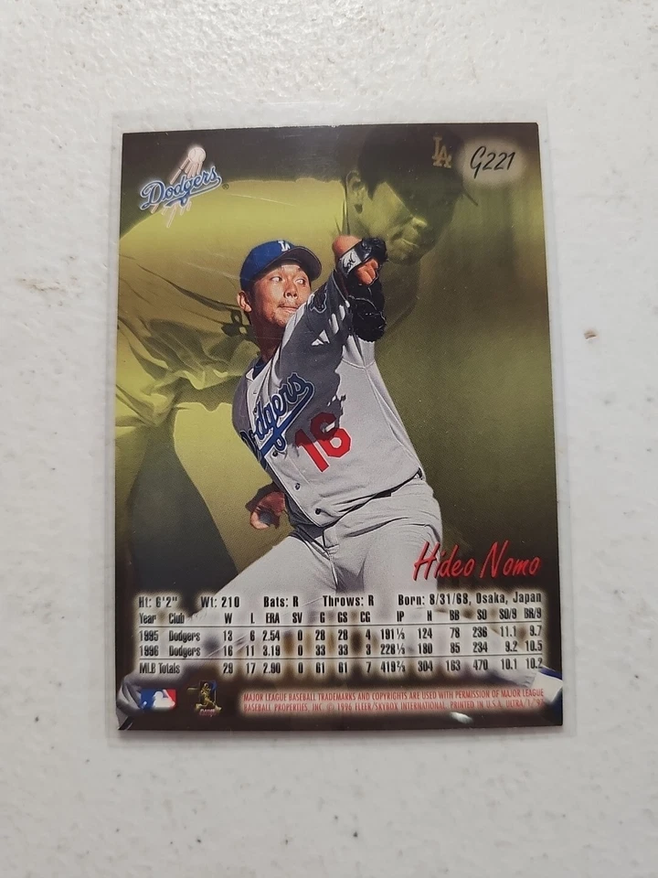1997 Ultra Gold Medallion #G221 Hideo Nomo Dodgers Free Shipping - Image 2 of 2