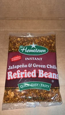 (8 oz ) JSC Hometown Instant Dehydrated Refried Beans Jalapeño & Green Chiles