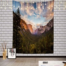 Yosemite Tapestry Green Valley Mountain Landscape Blue Nature Beautiful Forest P