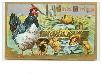 Prägekarte - Easter Greetings - Huhn und Küken - 4103