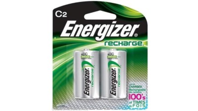 2 Energizer C Rechargeable NiMH Batteries (2500 mAh, NH35BP-2, 1.2V)