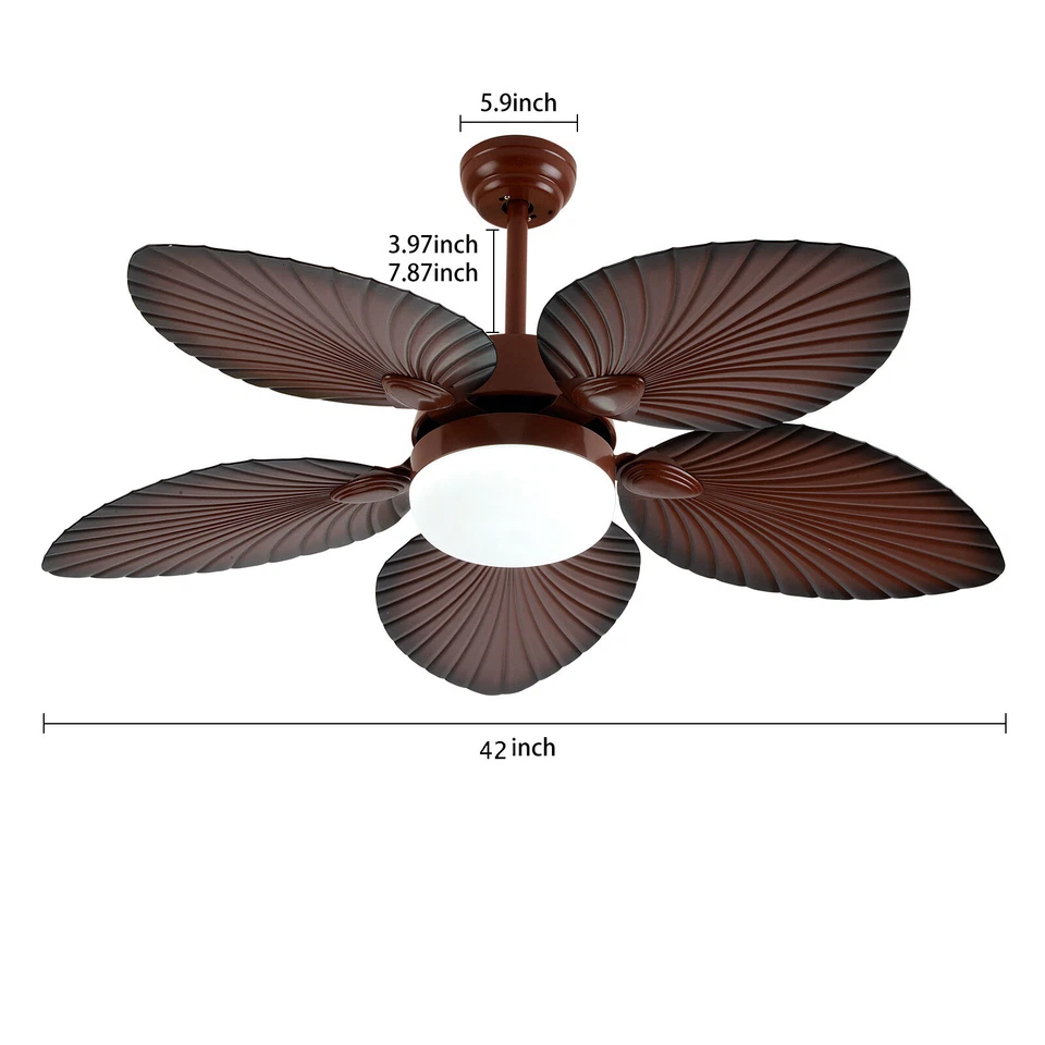 42 inch Tropical Palm Leaf Shape Ceiling Fan with Light Changes W/Remote Control - Image 3 of 4