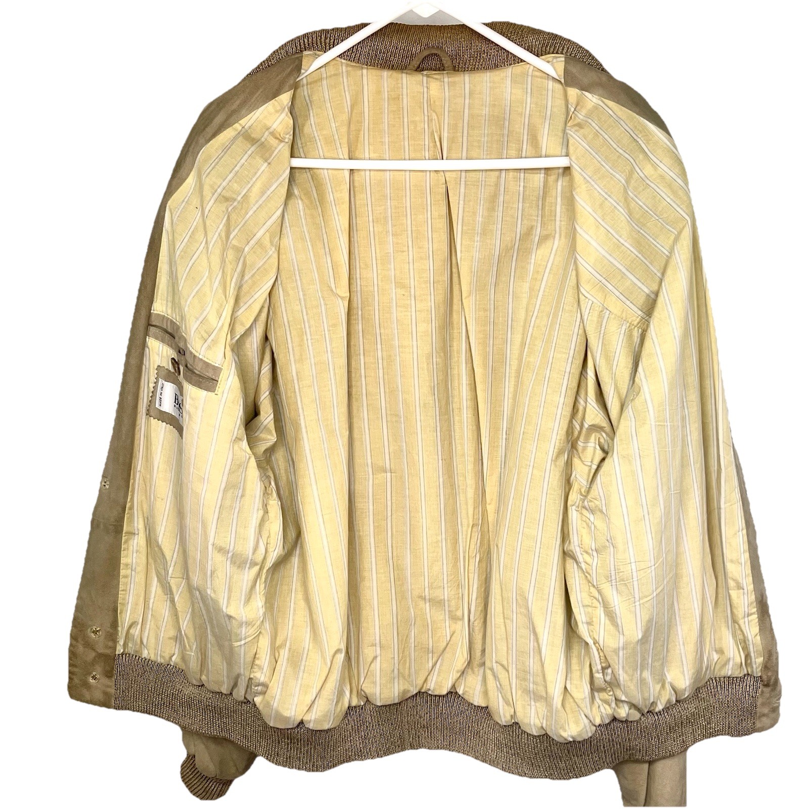 Hugo Boss 80’s Batwing Sleeve Suede Leather Bomber Jacket Tan Large Italy thumbnail 5