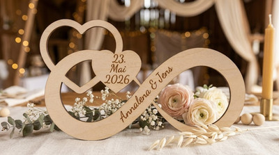 Holz Unendlichkeitszeichen ''Love'' personalisiert Namen Liebesbeweis Jahrestag