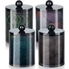 4 Pack Qtip Holder,Canister Apothecary Jar Set, Bathroom Jars with Lids Set f...