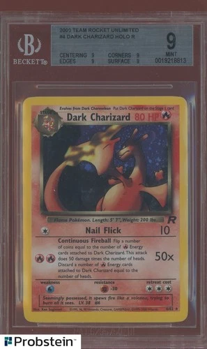 2000 Pokemon Team Rocket Unlimited #4 Dark Charizard Holo BGS 9 MINT