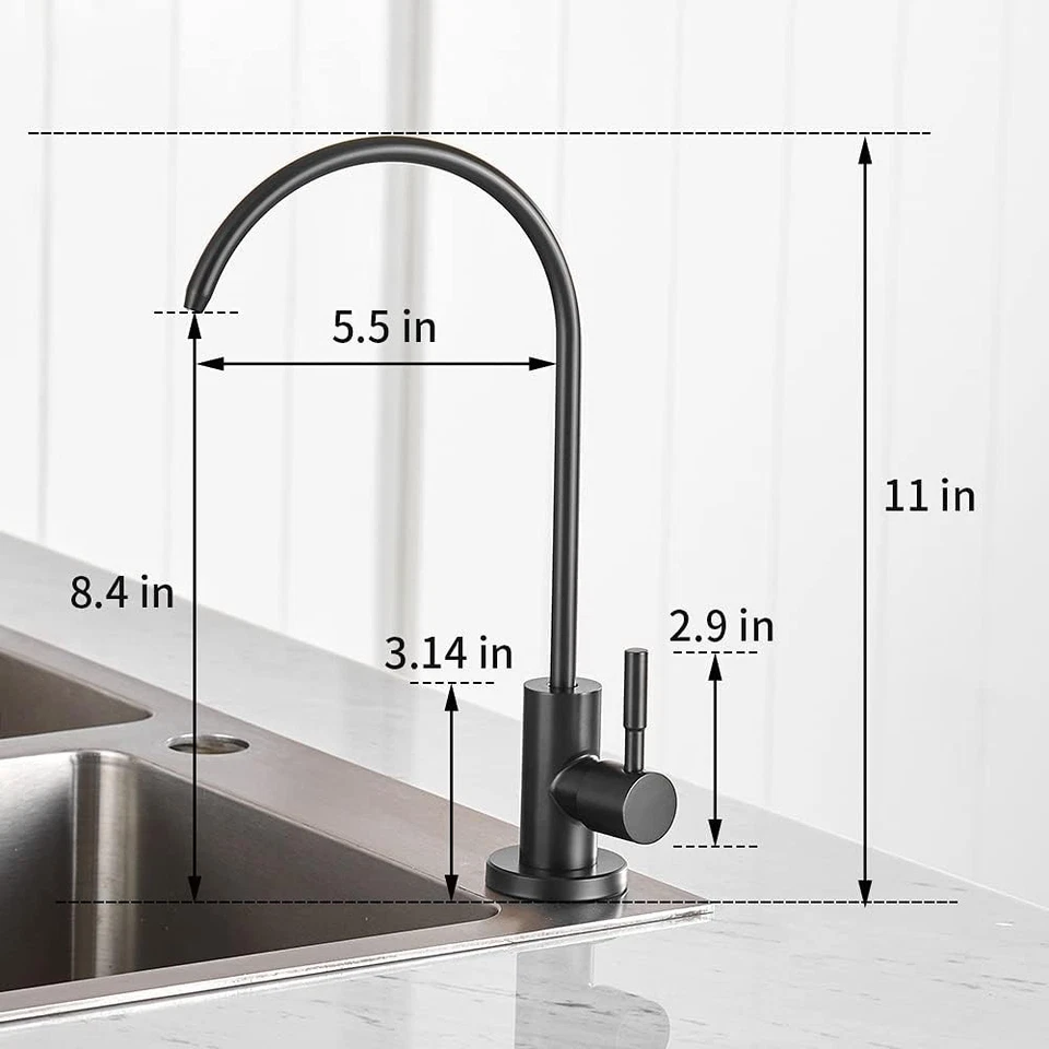 Water Filter Faucet Stainless Steel Black Drinking Reverse Osmosis Kitchen - Image 4 of 4