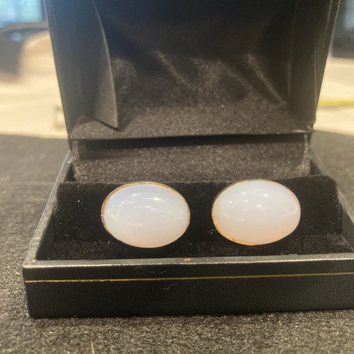 Vintage Estate 925 Sterling Silver Opalite 925 Cufflinks