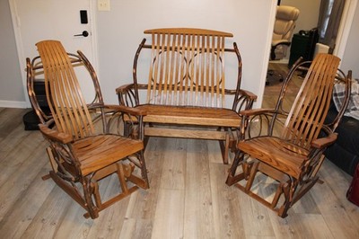 Glider chairs and two-seater, handmade. In mint condition.