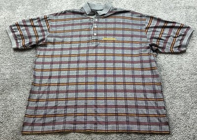 Hugo Boss Golf Polo Shirt Mens XL Gray Plaid Shadow Creek Embroidered Logo
