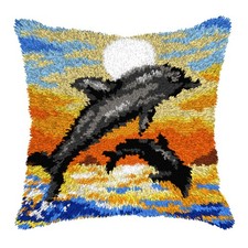 Orchidea Latch Hook Kit: Cushion: Dolphins