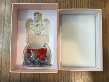 6" Preserved Rose in Glass Angel Figurine Red Forever Flower Gift Boxed