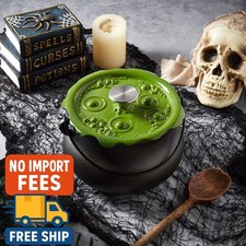 4 Quart Cast Iron Cauldron Pot Green Bubbling Lid Halloween Dutch Oven Witch New