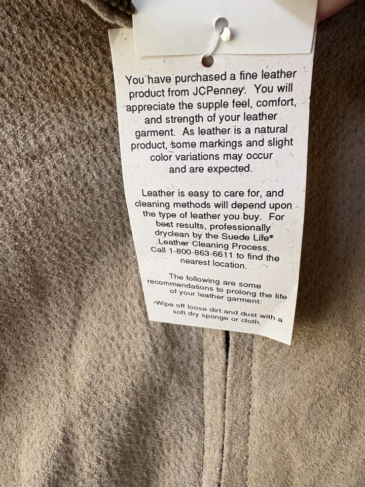 Chaqueta de cuero vintage St John's Bay para hombre XL beige forrada Detroit Dadcore años 90 Foto 4 de 4