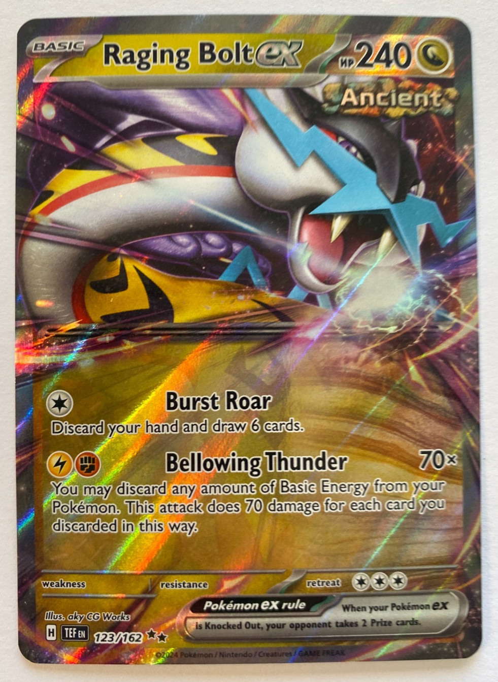 Pokemon TCG Raging Bolt EX Double Rare SV05: Temporal Forces 123/162 Holo NM
