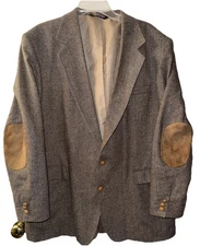 Reed St James Sports Coat Blazer Elbow Patches Tweed Wool Blend Men’s 48 R