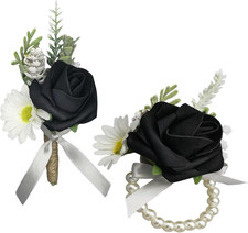 Corsage and Boutonniere Set Artificial Flower Wrist Corsage and Boutonniere for