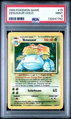 Pokémon Venusaur Base Set Holo Rare 15/102 PSA 9 English Mitsuhiro Arita