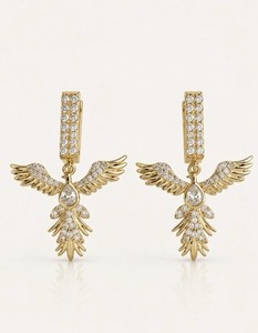 Authentic Wings Of Rebirth 14K Gold Plated Phoenix Wing Huggie Hoops
