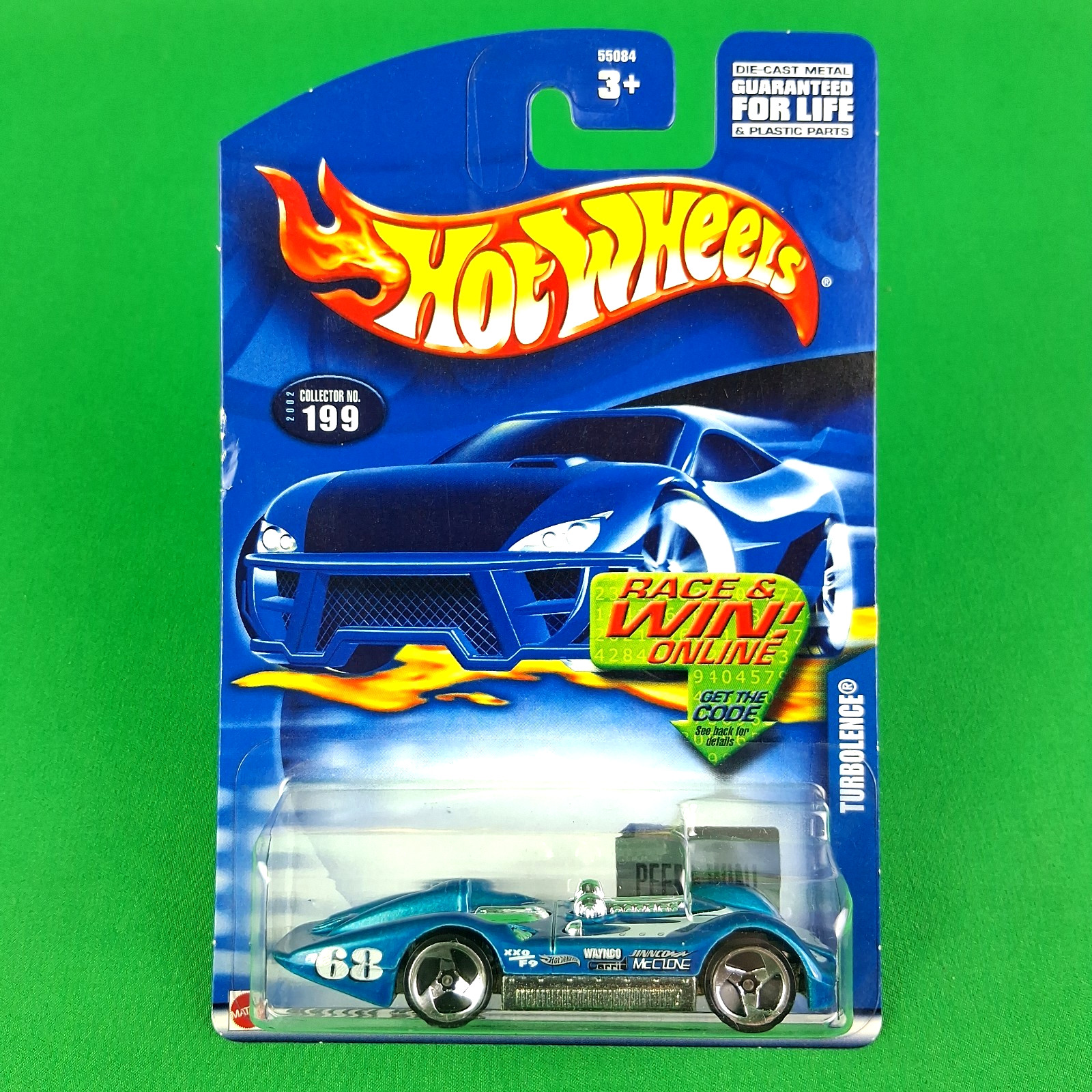 2002 Hot Wheels #199 Turbolence Blue Mainline Chrome 3SP