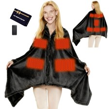 Portable Heated Blanket Battery Operated Cordless Heated Shawl for Women Men ...