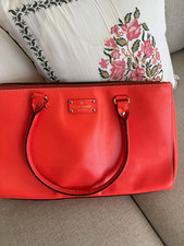 Kate Spade New York Orange Pebbled Satchel Zip, Gold Hardware, Inner Pockets