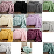 Teddy Fleece Kuschel Bettbezug Set Warm & Kuschelig Winter Bettwäsche mit Kissenbezügen