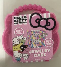 Hello Kitty Pink Clear Jewelry Case With 200 Jewelry Accessories NEW