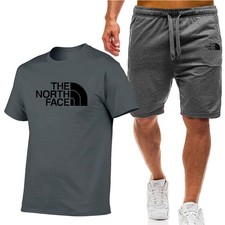 2pc Mens Sports Set Sweatshirt Sports Shorts Casual Short Sleeve T-shirt Running
