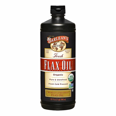 Barlean's Fresh Organic Cold Pressed Flaxseed Oil Pure & Unrefined 32 oz SEALED