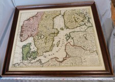 Antique map Mer Baltique hand colored Guillaume de L'Isle Dezauche 18th century