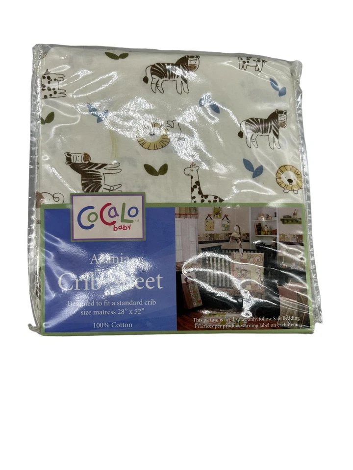 Juego de sábanas para cuna Cocalo Baby Azania 2 piezas animales de safari 100 % algodón jirafa cebra Foto 3 de 4