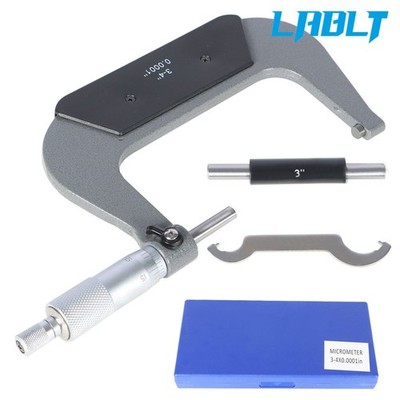 LABLT 1Pack 3-4'' Precision Outside Micrometer 0.0001'' Carbide Tipped,Standard